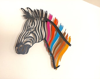 Framed Zebra Metal Wall Art, Unique Animal Head Art, Safari Wall Decor, Kids Room Safari Art, Metal Wall Hangings, Above Bed Decor