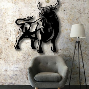 Metal Bull Wall Decor, Bull Metal Wall Art, Spiritual Decor, Wildlife Wall Art, Animal Wall Art,  Front Door Decor, Wall Decor