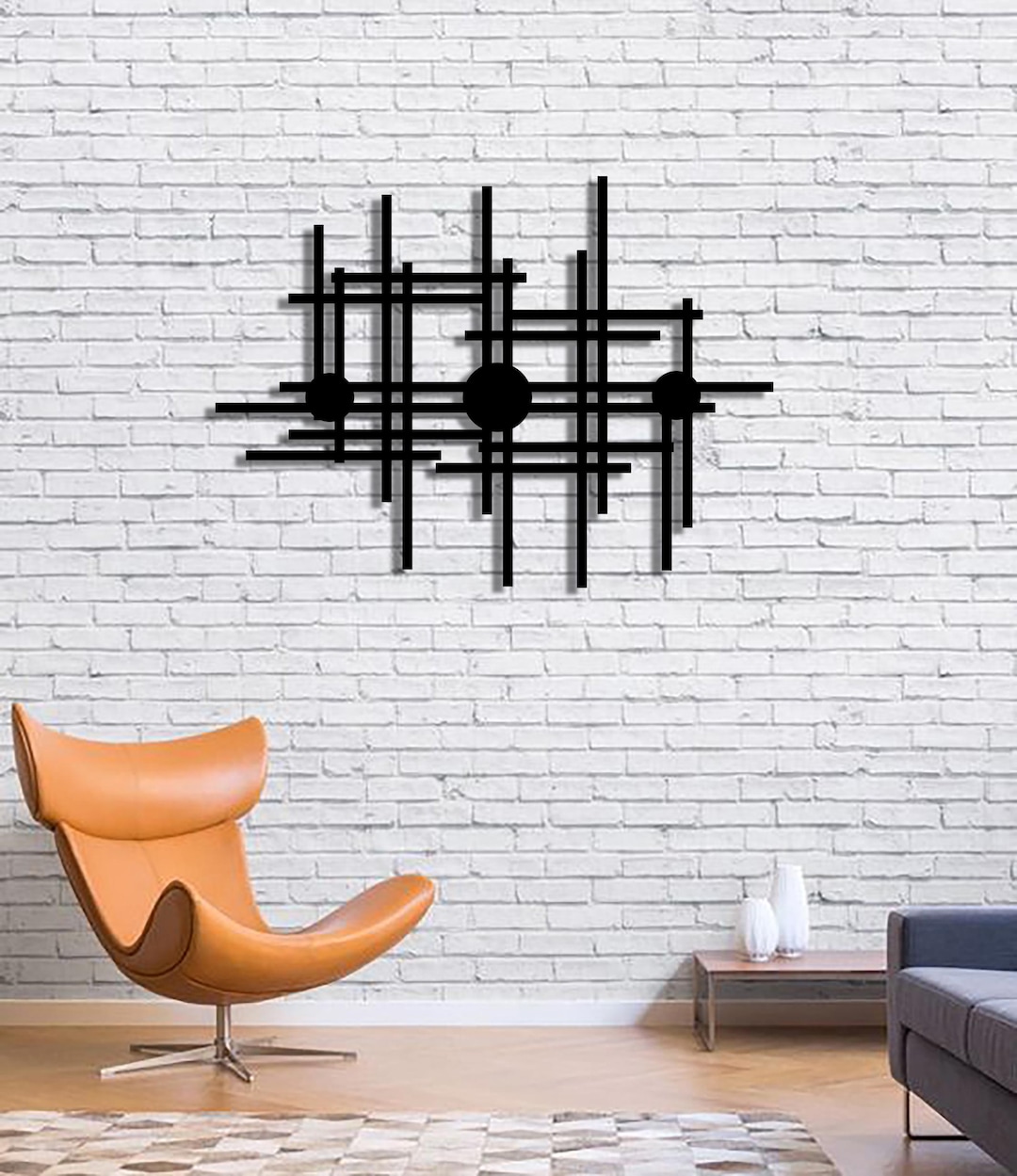 Black Geometric Metal Wall Art: Modern Abstract Sculpture - Etsy