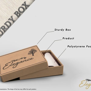 May include: A brown cardboard box with the text "Metal Art by Elegance" and a small tree graphic. The box is open and shows a white product inside, protected by polystyrene foam.