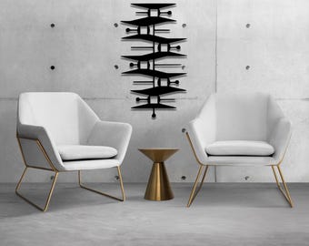 Black Geometric Metal Wall Art: Modern Abstract Sculpture