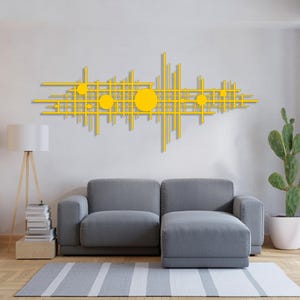 Arte de parede geométrica em metal dourado, arte em escultura colorida, arte contemporânea, decoração de parede exclusiva, decoração moderna para casa, presente para casa, arte geométrica
