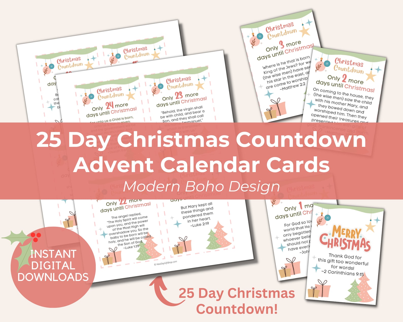 25 Christmas Story Advent Calendar Cards Feature 25 Bible Verses to