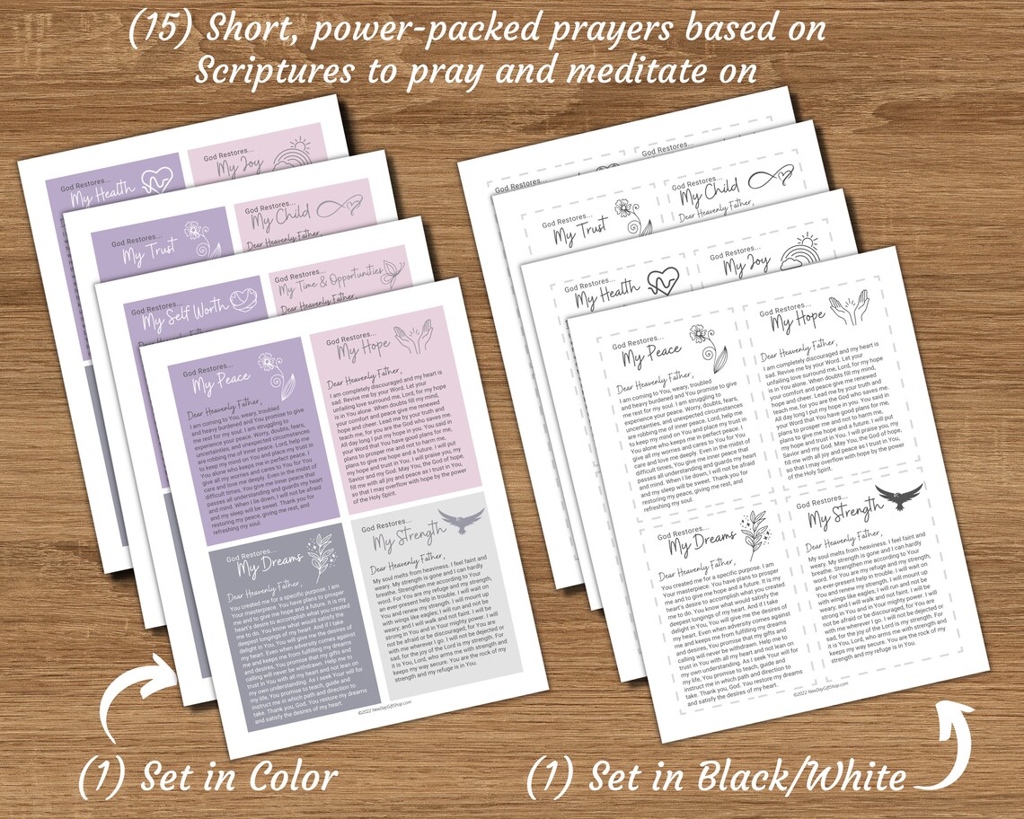 Prayer Warrior Printable Prayer Cards, 3 Prayer Sets Include Daily Prayer Cards, Mini Prayer ...
