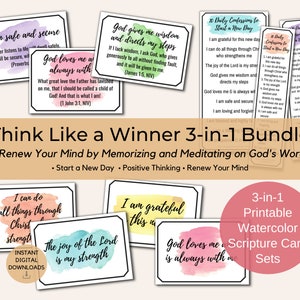 Renew Your Mind - Printable Positive Thinking Affirmation Cards with Scriptures