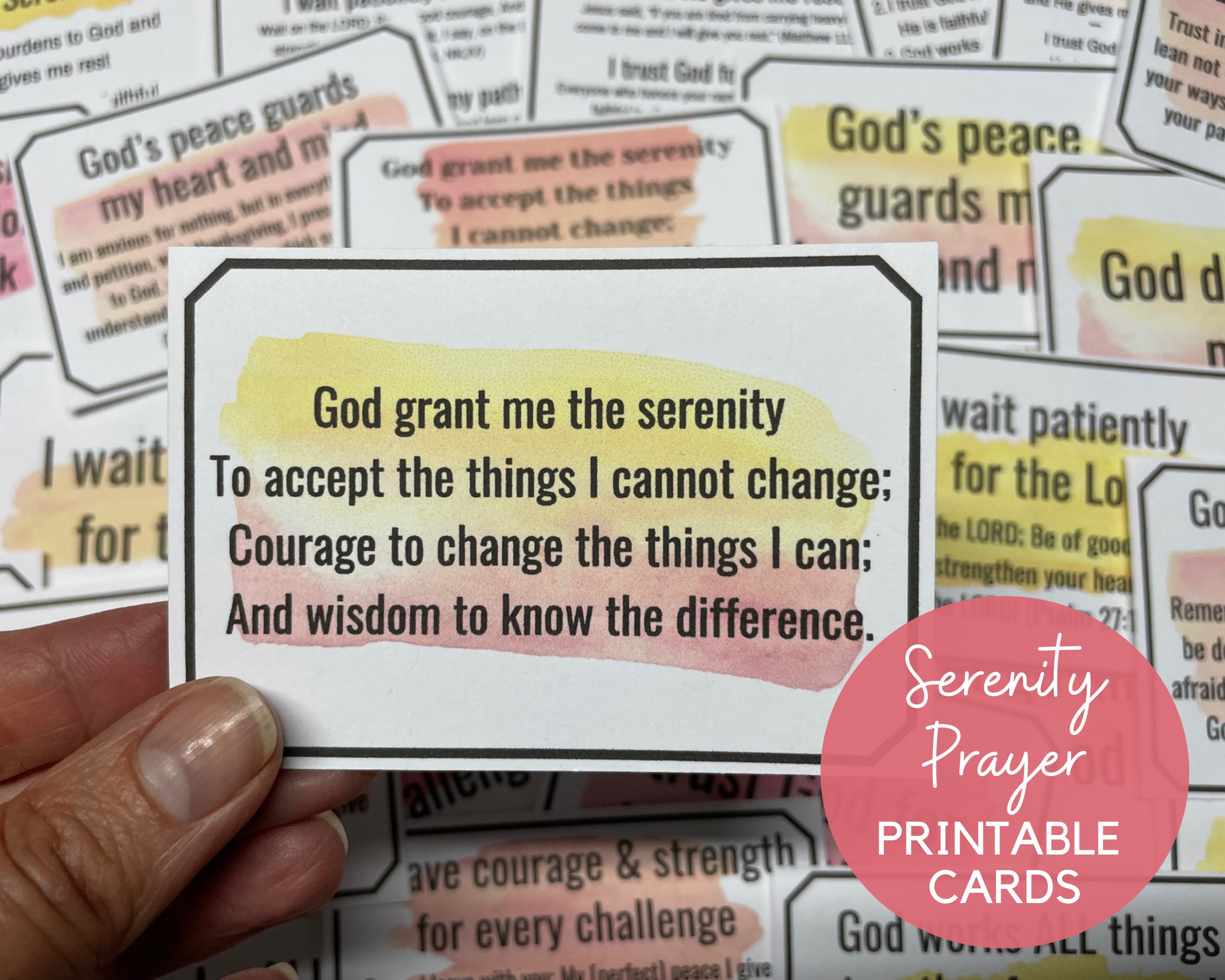 22 Serenity Printable Prayer Pocket Cards - 12 Step Program AA NA ...