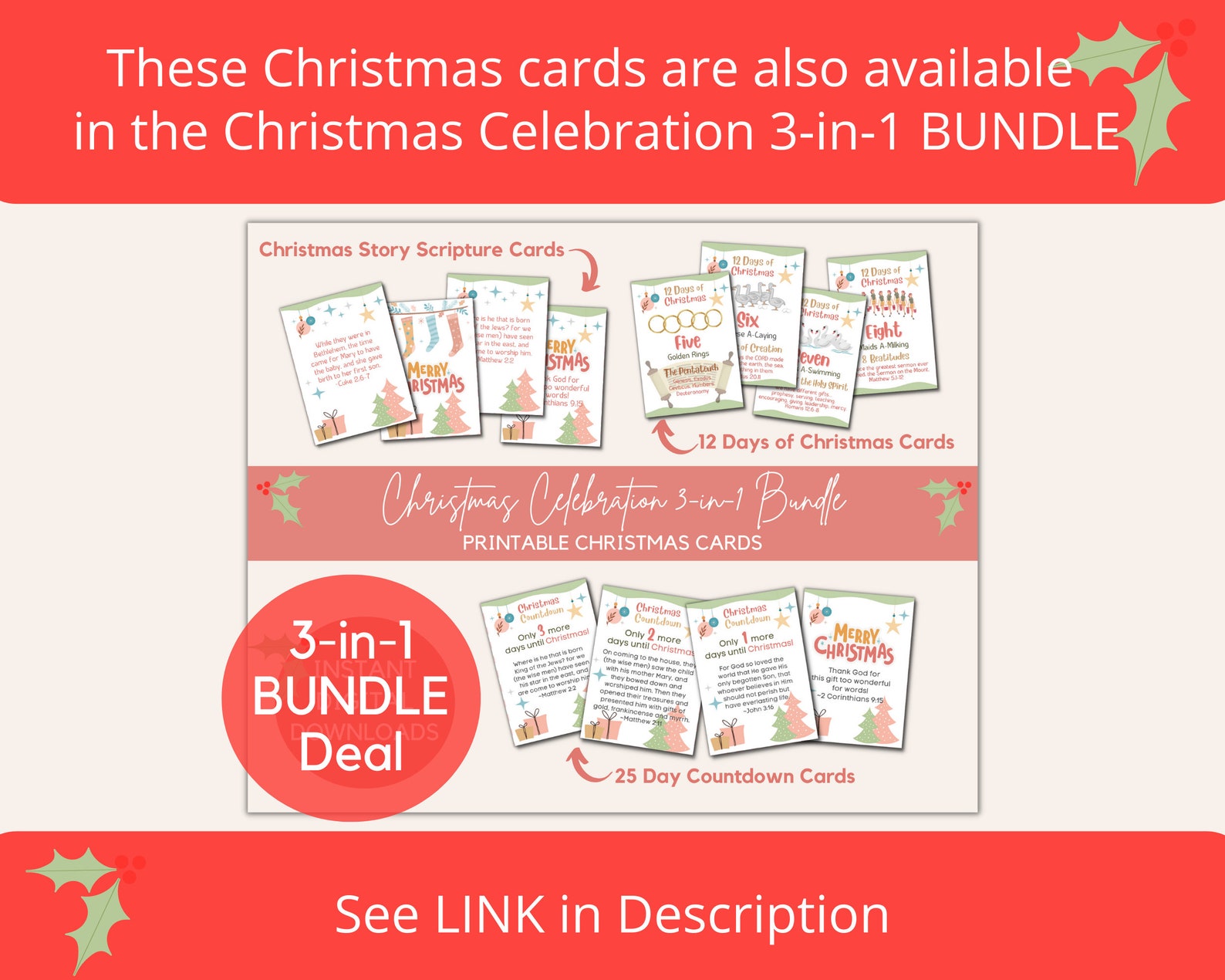 25 Christmas Story Advent Calendar Cards Feature 25 Bible Verses to