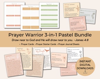 Prayer Warrior Printable Prayer Journal, Prayer Cards & Prayer Starter Cards - Instant Digital Downloads