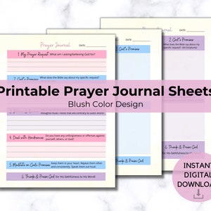 Prayer Journal Bible Study Planner Printable Christian Scripture Devotional Daily Prayer Journaling Faith Women Kit Digital Downloadable