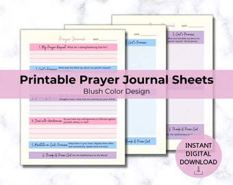 Prayer Journal Bible Study Planner Printable Christian Scripture Devotional Daily Prayer Journaling Faith Women Kit Digital Downloadable