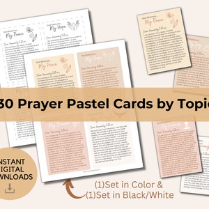 30 Printable Devotional Prayer Cards for Restoration based on Bible Verses, Instant Digital Downloads