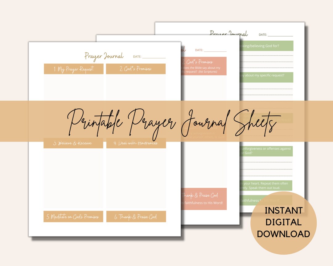 Prayer Journal Sheets Printable Digital Download - Etsy