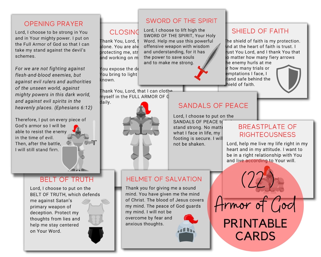 Christian Printable Cards - Full Armor of God - Ephesians 6 Scripture ...