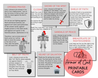 Christian Printable Cards - Full Armor of God - Ephesians 6 Scripture Cards - Motivational Faith Cards