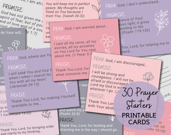 Prayer Cards Printable – Christian Prayer Starters with Bible Verses – Digital Download