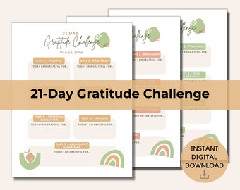 21 Day Gratitude Challenge, Thanksgiving Printable Fun Family Game, Activities for Kids & Adults, Positive Attitude of Gratitude Journal