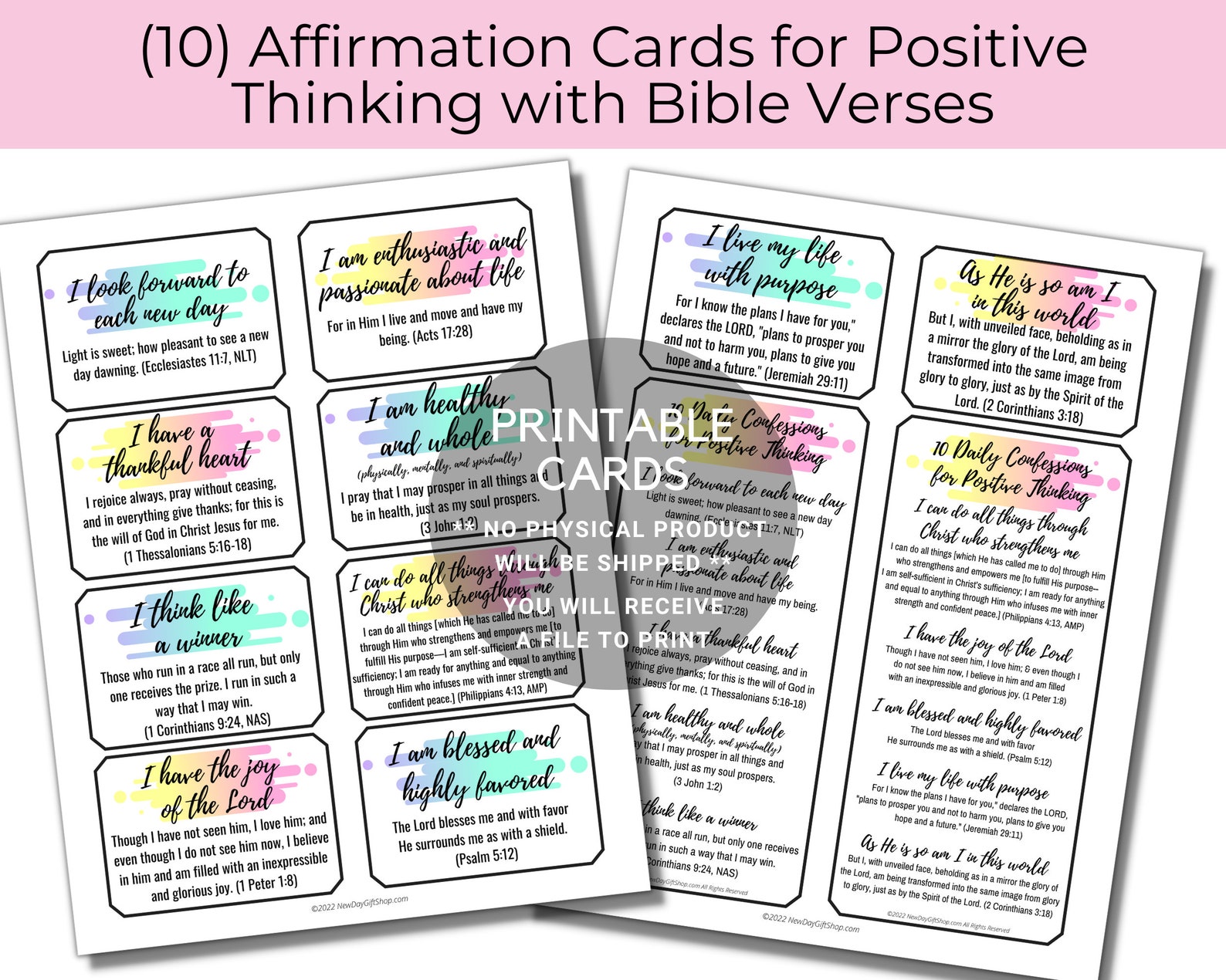 Printable Scripture Cards Bible Affirmation Cards Bible Verse ...