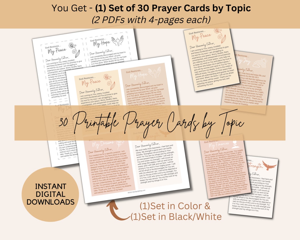 Prayer Warrior Printable Prayer Journal, Prayer Cards &amp; Prayer Starter ...