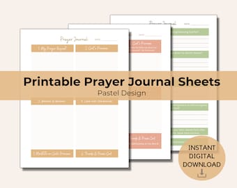 Prayer Journal Sheets Printable Digital Download