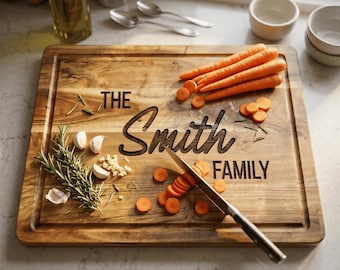 Personalised Chopping Board Bold Heritage Acacia Wood Housewarming Gift Australia