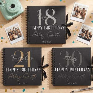 Personalised Birthday Scrapbook — Custom 8x8 Black Milestone Guestbook and Album