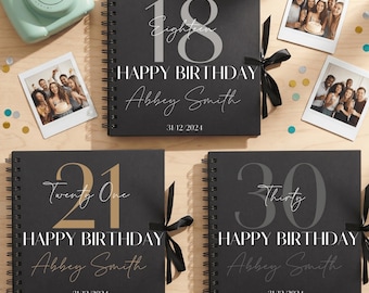 Personalised Birthday Scrapbook — Custom 8x8 Black Milestone Guestbook and Album