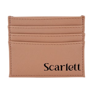 Personalised Name or Initials Tan Vegan Leather Card Wallet | Custom Card Wallet | Bridesmaid Gift | Gift for Him | Gift for Her