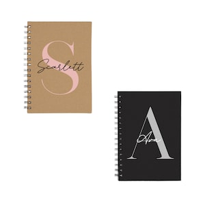 Cuaderno espiral A5 con nombre e inicial personalizados / Cuaderno personalizado / Regalo de oficina / Regalo de cumpleaños / Regalo para él / Regalo para ella