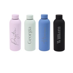 Personalisierte Matte Edelstahl Wasserflasche | Gravierte Schreibname, 500ml