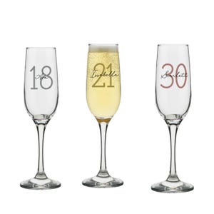 Personalized Birthday Milestone Champagne Glass: Custom Name & Age