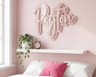 Custom Triple Layered Name Sign: Acrylic and Timber Kids Bedroom Decor