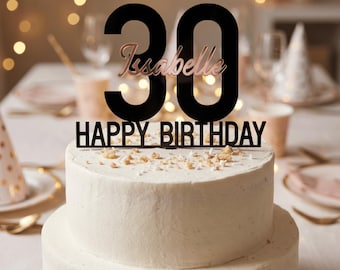 Custom Acrylic Birthday Cake Topper: Personalised Name, Age Milestone Sign