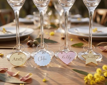 Custom Drink Markers Personalised Wedding Place Cards Mirror Acrylic Engagement Wine Charms