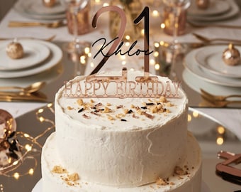 Personalised Acrylic Birthday Cake Topper: Custom Name, Milestone Celebration Sign