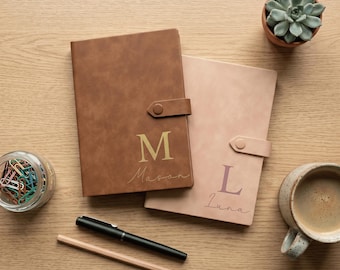 Personalised Vegan Suede A5 Notebook — Custom Initial and Name Journal Gift