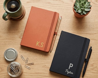 Personalised Vegan Leather A5 Notebook — Bold Statement Initial & Name or Initials