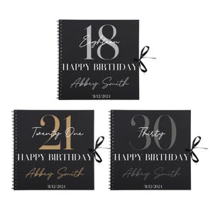 Gepersonaliseerd plakboek verjaardag | Mijlpaal-gastenboek | Herinneringsalbum 18e 21e 30e verjaardag | Aangepast verjaardagsdagboek | 30,5 x 30,5 cm