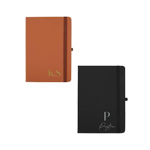 Personalised Vegan Leather Hard Cover Notebook A5 | Custom Name & Initial Journal | Gift for Teachers or Bridesmaids