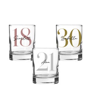 Personalized Milestone Shot Glass: Birthday Initial Name Glass
