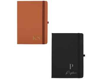 Personalised Name A5 Journal — Custom Vegan Leather Initial & Name or Initials
