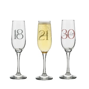 Personalised Name and Large Initial/Birthday Milestone Champagne Glass | Personalised Name and Age Wine Glass | | 18th 21st 30th 40th 50th