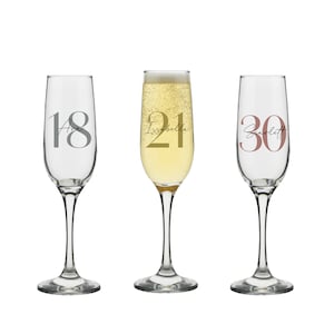 Personalized Milestone Champagne Glass: Birthday Gift