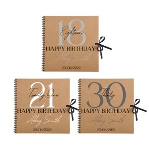 Gepersonaliseerd plakboek verjaardag | Mijlpaal-gastenboek | Herinneringsalbum 18e 21e 30e verjaardag | Aangepast verjaardagsdagboek | 30,5 x 30,5 cm
