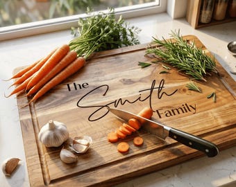 Personalised Chopping Board Custom Signature Font Engraved Acacia Wood Wedding Gift Australia