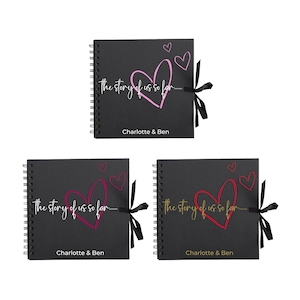 Personalised Love Scrapbook | The Story of Us Journal | Romantic Couple Gift | Engagement Keepsake Book | Heart Memory Album | 20.3 x 20.3cm