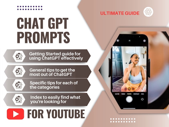 60+ Best Chat GPT Prompts for YouTube, Chat GPT Guide Book, Print at Home PDF, A4 Size, Digital Download.