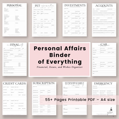 Emergency Printable Organizer Binder End of Life Legacy | Etsy