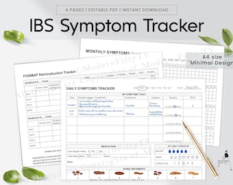 Low FODMAP Food Symptoms Tracker, Food Sensitivity Journal, IBS Symptom Tracker, Monthly Symptoms Tracker, Food Intolerance & Sensitivity.