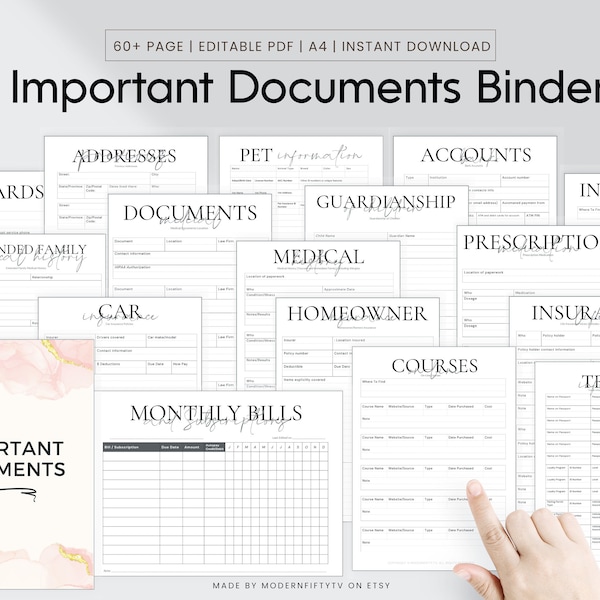 Important Document Organizer, Life Binder, Death Binder, Next of Kin, In Case I Go Missing, Most Popular Emergency Binder, Family Binder