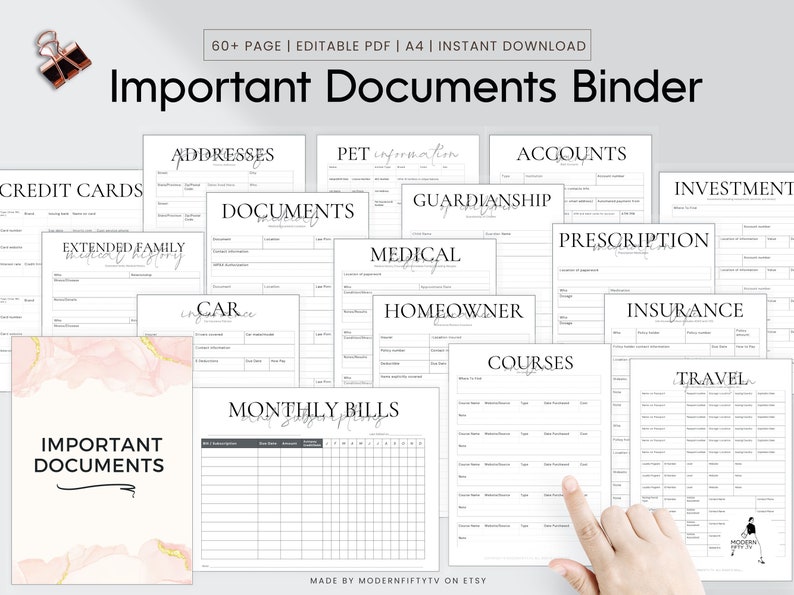 Important Document Organizer, Life Binder, Death Binder, Next of Kin Important Document Organizer, Life Binder, Death Binder, Next of Kin